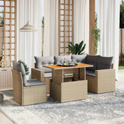 Loungeset 6-delig poly rattan beige