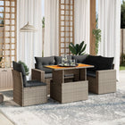 6-piece Lounge Set with Cushions Poly Rattan Grey
