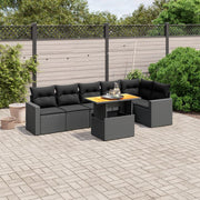 Loungeset 7-delig poly rattan zwart