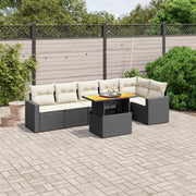 Loungeset 7-delig poly rattan zwart