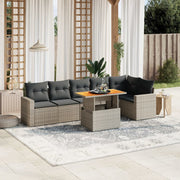Loungeset 7-delig poly rattan grijs
