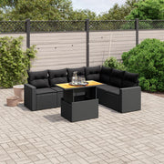 Loungeset 7-delig poly rattan zwart