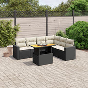 Loungeset 7-delig poly rattan zwart