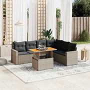 Loungeset 7-delig poly rattan grijs