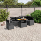 7-piece lounge set with cushions poly rattan black