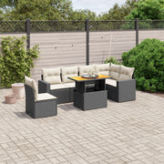 Loungeset 7-delig poly rattan zwart