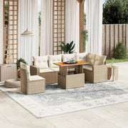 Loungeset 7-delig poly rattan beige