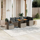 7-delige Loungeset met kussens poly rattan grijs