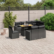 Loungeset 9-delig poly rattan zwart