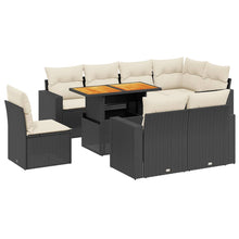 9-Delige Loungeset Met Kussens Poly Rattan Zwart