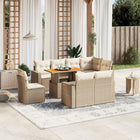 9-delige Loungeset met kussens poly rattan beige