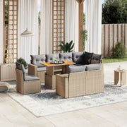 Loungeset 9-delig poly rattan beige