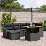 Loungeset 7-delig poly rattan zwart