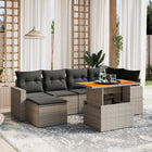 7-delige Loungeset met kussens poly rattan grijs