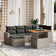 Loungeset 7-delig poly rattan grijs
