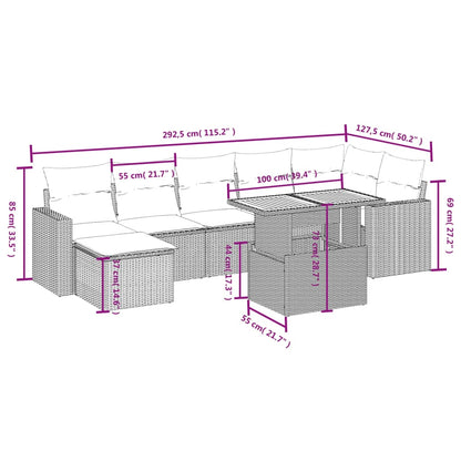 8-Delige Loungeset Met Kussens Poly Rattan Zwart