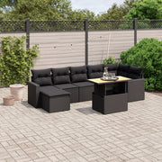 Loungeset 8-delig poly rattan zwart
