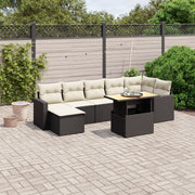 Loungeset 8-delig poly rattan zwart