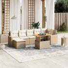 8-delige Loungeset met kussens poly rattan beige