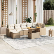 Loungeset 8-delig poly rattan beige