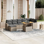 Loungeset 8-delig poly rattan grijs