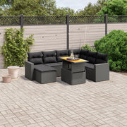 Loungeset 8-delig poly rattan zwart