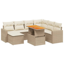 8-delige Loungeset met kussens poly rattan beige