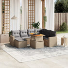 8-delige Loungeset met kussens poly rattan beige