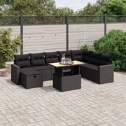Loungeset 9-delig poly rattan zwart