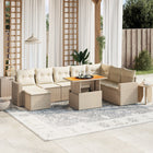 9-delige Loungeset met kussens poly rattan beige