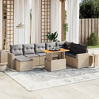 9-delige Loungeset met kussens poly rattan beige