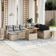 Loungeset 9-delig poly rattan beige