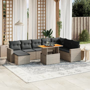 Loungeset 9-delig poly rattan grijs