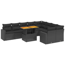 10-Delige Loungeset Met Kussens Poly Rattan Zwart