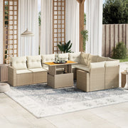Loungeset 10-delig poly rattan beige