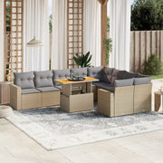 Loungeset 10-delig poly rattan beige