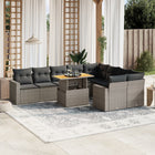 10-delige Loungeset met kussens poly rattan grijs