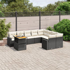 10-Delige Loungeset Met Kussens Poly Rattan Zwart