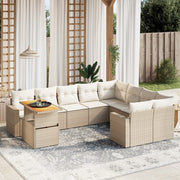 Loungeset 10-delig poly rattan beige