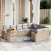 Loungeset poly rattan 10-delig beige