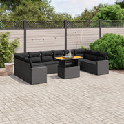 Loungeset 11-delig poly rattan zwart