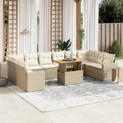 Tuinset 11-delig poly rattan beige