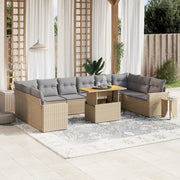 Tuinset 11-delig poly rattan beige