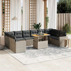 11-delige Loungeset met kussens poly rattan grijs