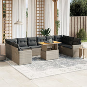 Loungeset 11-delig poly rattan grijs