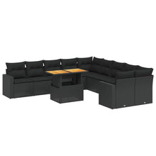 11-Delige Loungeset Met Kussens Poly Rattan Zwart