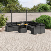 Loungeset 11-delig poly rattan zwart