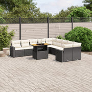 Loungeset 11-delig poly rattan zwart