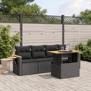 Loungeset poly rattan 5-delig zwart