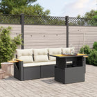 5-Delige Loungeset Met Kussens Poly Rattan Zwart